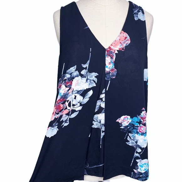 Daniel Rainn Top Medium Blue Floral F392 - Picture 2 of 4